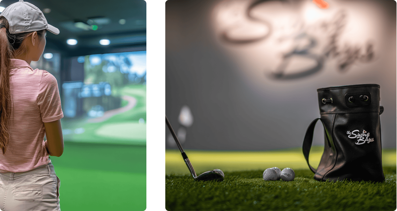 hero Photos of cocktails and golf training.