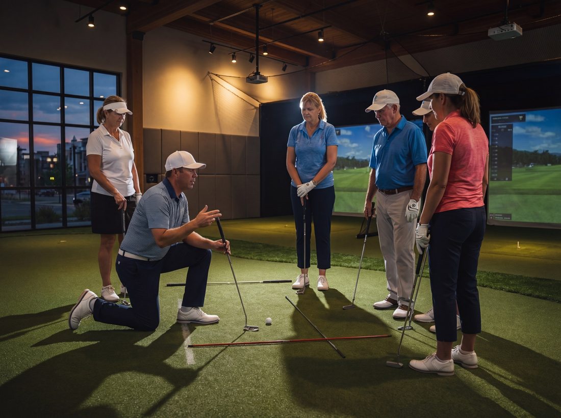 Photo of Swing Bays lady golf coach with youth golfer girl.