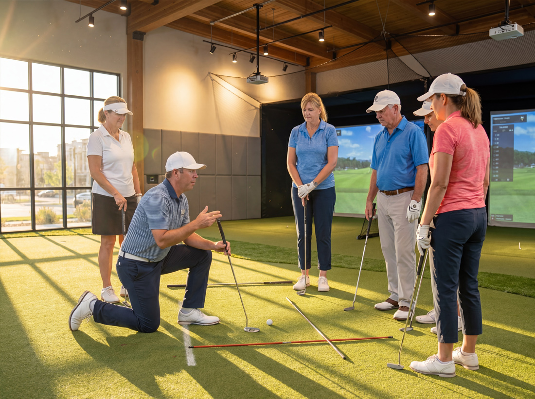 Photo of Swing Bays lady golf coach with youth golfer girl.