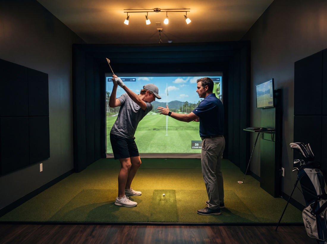Photo of Swing Bays lady golf coach with youth golfer girl.